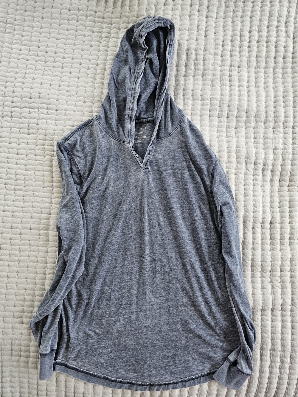 Lucky Brand Venice Burnout Hooded Henley - Heather Blue